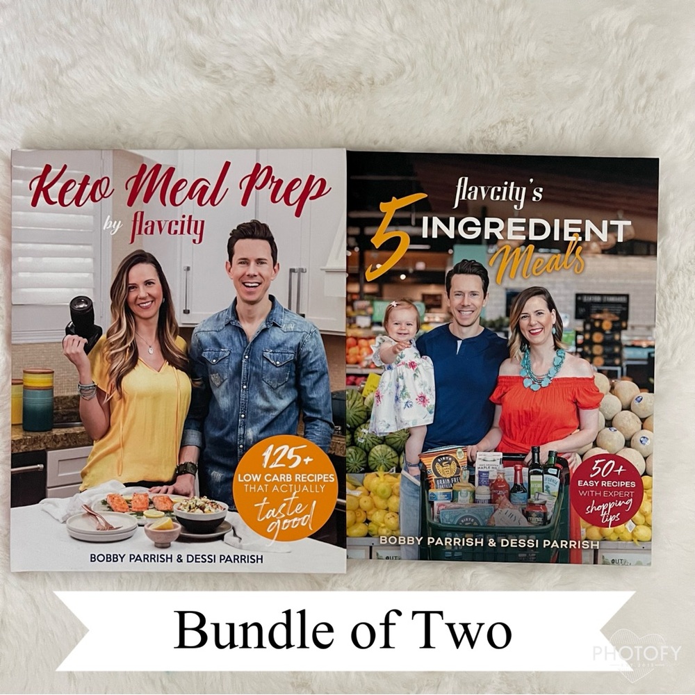 New Flavcity Hardcover Keto Meal Prep Low Carb Cookbook & Five Ingredients